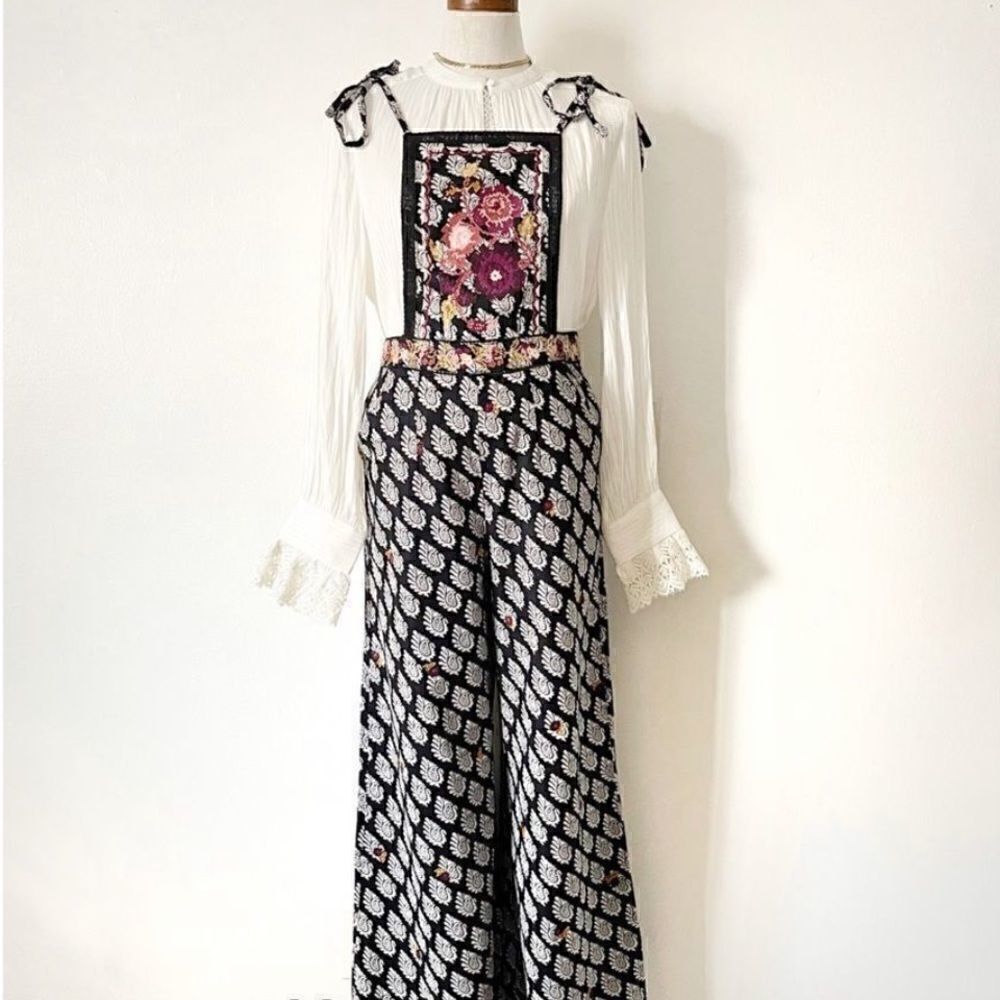 Anthropologie Embroidered Wide-Leg Jumpsuit Size 8 - Picture 5 of 8